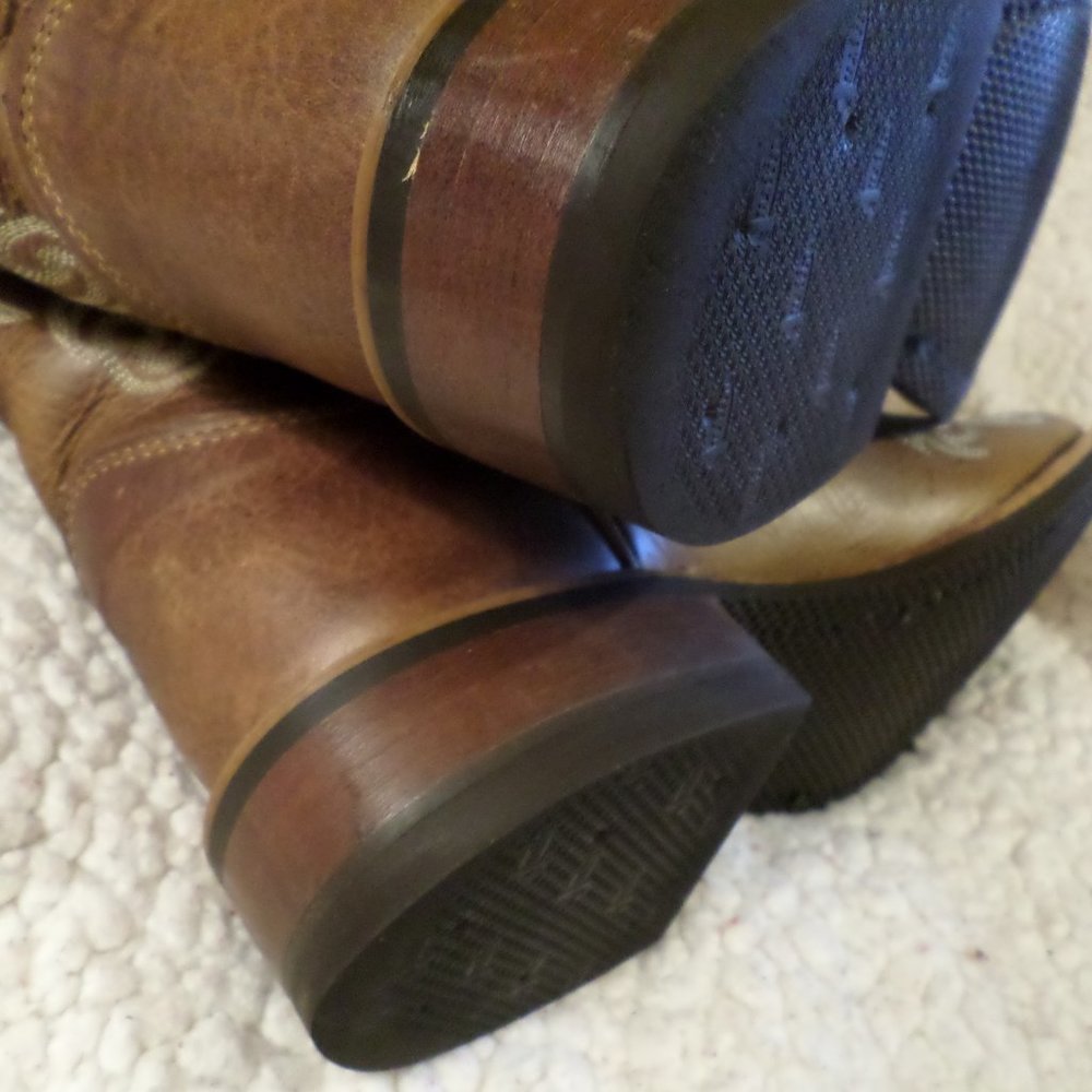 WOMEN PREOWN JUSTIN LEATHER COWGIRL BOOTS BRWN-sz 6.5 B - Picture 11 of 13